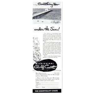 1953 Mississippi Gulf Coast Vacation Travel Vintage Print Ad Biloxi Pier Art